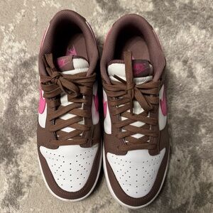 Pink and brown nike dunks